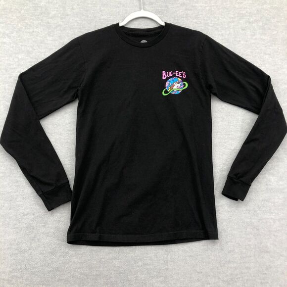 Bucees T Shirt Adult Size Small UFO Out of This World Long SLeeve Black Cotton - Picture 1 of 16